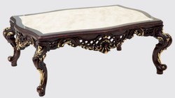 Casa Padrino table basse baroque de luxe marron foncé / crème / or 130 x 95 x H. 51 cm - Magnifique table de salon en bois massif de style baroque - Mobilier Baroque
