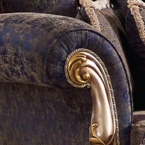 Casa Padrino Luxus Barock Sofa Blau / Silber / Gold 230 x 85 x H. 120 cm - Prunkvolles Wohnzimmer Sofa mit elegantem Muster - Möbel im Barockstil