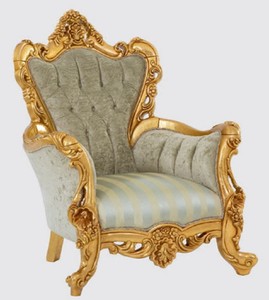 Casa Padrino poltrona barocco di lusso verde / oro 100 x 100 x A. 122 cm - Poltrona da soggiorno con motivo elegante - Mobile da soggiorno barocco - Nobile e Magnifico