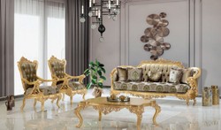 Casa Padrino divano barocco di lusso verde / grigio / oro 235 x 95 x A. 110 cm - Divano da soggiorno fatto a mano con motivo elegante - Mobili da soggiorno in stile barocco - Nobile e Magnifico