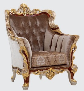 Casa Padrino poltrona barocco di lusso grigio / marrone / argento / oro 100 x 90 x A. 113 cm - Magnifico poltrona da soggiorno con motivo elegante - Mobili Barocchi