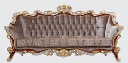 Casa Padrino luxury baroque sofa gray / brown / silver / gold 255 x 95 x H. 118 cm - Magnificent living room sofa with elegant pattern - Furniture in baroque style