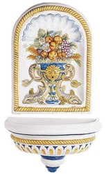 Handgefertigter & Handbemalter Luxus Jugendstil Keramik Wandbrunnen Handmade & Hand Painted Luxury Art Nouveau Ceramic Wall Fountain