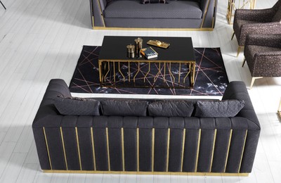 Casa Padrino Luxus Wohnzimmer Sofa mit dekorativen Kissen Lila / Gold 240 x 92 x H. 78 cm - Luxus Wohnzimmer Möbel