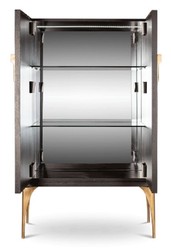 Casa Padrino armoire de bar design marron foncé / or / laiton 100 x 46 x H. 166 cm - Armoire en bois massif avec 2 portes - Meubles de Salon - Meubles d'Hôtel - Collection de Luxe