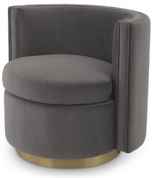 Casa Padrino luxury swivel armchair gray / matt gold 80 x 73 x H. 71.5 cm - Upholstered living room armchair with fine velvet - Luxury Furniture