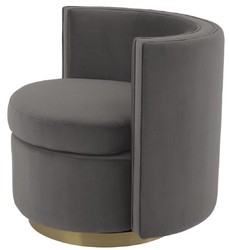 Casa Padrino luxury swivel armchair gray / matt gold 80 x 73 x H. 71.5 cm - Upholstered living room armchair with fine velvet - Luxury Furniture