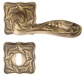 Casa Padrino set di maniglie per porte barocco ottone patinato 13 x A. 5,8 cm - Eleganti maniglie per porte con rosette quadrate - Accessori decorativi barocchi