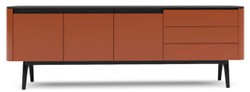 Casa Padrino aparador de lujo anaranjado marrón / negro 220 x 48 x A. 80 cm - Armario de la sala de estar moderno de madera maciza - Muebles de salón de lujo