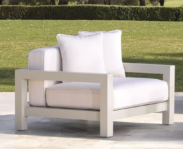 Casa Padrino fauteuil de jardin de luxe avec coussins blanc / sable 101 x 100 x H. 72 cm - Mobilier d'Hôtel de Terrasse de Jardin - Qualité de Luxe