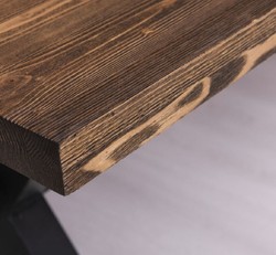 Casa Padrino table à manger de style campagnard marron foncé / noir 210 x 90 x H. 78 cm - Table de cuisine en bois massif - Meuble de salle à manger de style campagnard