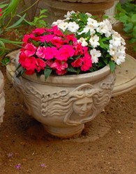Casa Padrino Art Nouveau Flower Pot Gray Ø 56 x H. 47 cm - Round Plant Pot - Baroque & Art Nouveau Garden & Terrace Decoration