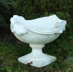Casa Padrino maceta barroco blanco Ø 46 x A. 33 cm - Macetero redondo de estilo barroco - Decoración Barroca de Jardines y Terrazas
