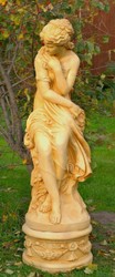 Casa Padrino sculpture Art Nouveau décorative fille crème style antique H. 160 cm - Magnifique Statue de Jardin avec Socle - Sculpture de Jardin - Accessoires de Décoration Jardin & Terrasse
