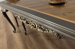 Casa Padrino luxury baroque dining room set blue / gray / gold - 1 Dining Table & 6 Dining Chairs - Noble Baroque Dining Furniture - Noble & Magnificent