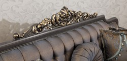 Casa Padrino sofá barroco de lujo azul / gris / oro 235 x 93 x A. 115 cm - Magnífico sofá de salón hecho a mano con cojines decorativos - Muebles de salón barrocos