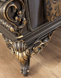 Casa Padrino sofá barroco de lujo azul / gris / oro 235 x 93 x A. 115 cm - Magnífico sofá de salón hecho a mano con cojines decorativos - Muebles de salón barrocos