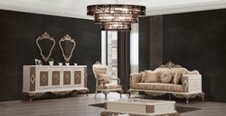 Casa Padrino set di mobili barocchi di lusso bianco / marrone / oro - 1 Credenza con 4 Ante e 2 Specchi - Mobili barocchi nobili - Nobili e Magnifico
