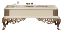 Casa Padrino mesa de centro barroco de lujo blanco / marrón / oro 130 x 92 x A. 50 cm - Magnífica mesa de salón hecha a mano en estilo barroco - Muebles Barrocos
