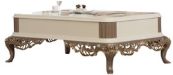 Casa Padrino mesa de centro barroco de lujo blanco / marrón / oro 130 x 92 x A. 50 cm - Magnífica mesa de salón hecha a mano en estilo barroco - Muebles Barrocos
