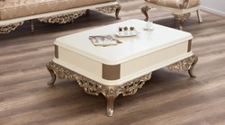 Casa Padrino mesa de centro barroco de lujo blanco / marrón / oro 130 x 92 x A. 50 cm - Magnífica mesa de salón hecha a mano en estilo barroco - Muebles Barrocos