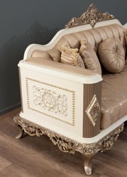 Casa Padrino sofá barroco de lujo marrón / plata / blanco / marrón / oro 234 x 93 x A. 124 cm - Magnífico sofá de salón hecho a mano con cojines decorativos - Muebles de salón barrocos