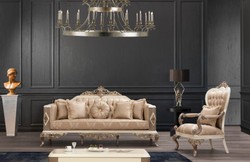 Luxus Barock Wohnzimmer Sessel Braun Silber Weiß Braun Gold Luxury Baroque Living Room Armchair Brown Silver White Brown Gold