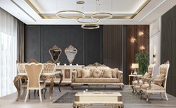 Luxus Barock Wohnzimmer Sessel Braun Silber Weiß Braun Gold Luxury Baroque Living Room Armchair Brown Silver White Brown Gold