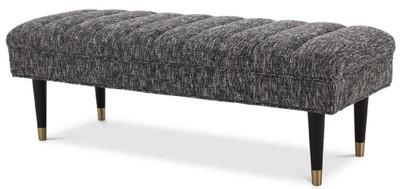 Casa Padrino banc de luxe noir / laiton 134 x 50 x H. 45 cm - Banc rembourré en bois massif - Mobilier de Salon - Mobilier d'Hôtel - Collection de Luxe