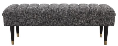 Casa Padrino Luxus Sitzbank Schwarz / Messingfarben 134 x 50 x H. 45 cm - Gepolsterte Massivholz Bank - Wohnzimmer Möbel - Hotel Möbel - Luxus Kollektion