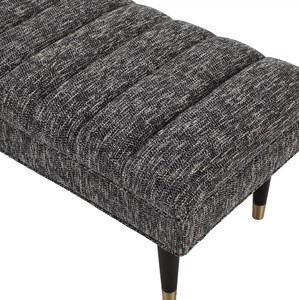 Casa Padrino Luxus Sitzbank Schwarz / Messingfarben 134 x 50 x H. 45 cm - Gepolsterte Massivholz Bank - Wohnzimmer Möbel - Hotel Möbel - Luxus Kollektion