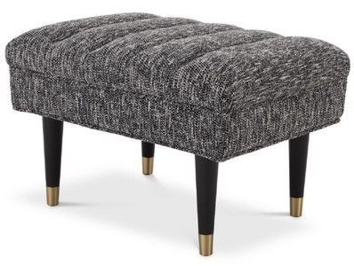 Casa Padrino banc de luxe noir / laiton 68 x 50 x H. 45 cm - Banc rembourré en bois massif - Mobilier de Salon - Mobilier d'Hôtel - Collection de Luxe