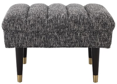 Casa Padrino Luxus Sitzbank Schwarz / Messingfarben 68 x 50 x H. 45 cm - Gepolsterte Massivholz Bank - Wohnzimmer Möbel - Hotel Möbel - Luxus Kollektion