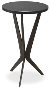 Casa Padrino table d'appoint de luxe noir / bronze Ø 30,5 x H. 52 cm - Table ronde avec plateau en granit et pieds en métal - Meubles de salon - Meubles de Luxe