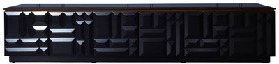 Casa Padrino armoire TV de luxe noir mat / or 270 x 45 x H. 45 cm - Buffet en bois massif noble avec 6 portes - Mobilier de Luxe - Qualité de Luxe
