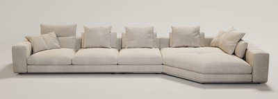 Casa Padrino Luxus Wohnzimmer Sofa mit Kissen Beige / Silber 400 x 130 x H. 56 cm - Luxus Wohnzimmer Möbel