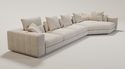 Casa Padrino luxury living room sofa with pillows beige / silver 400 x 130 x H. 56 cm - Luxury living room furniture
