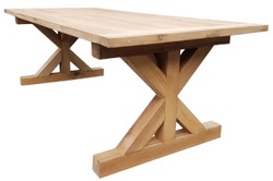 Casa Padrino table à manger en bois de chêne de style campagnard naturel - Différentes Tailles - Table de cuisine en bois massif - Meubles de salle à manger rustiques