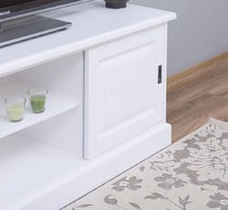Casa Padrino armadio TV stile country bianco 160 x 46 x A. 60 cm - Credenza in legno massello - Mobili soggiorno stile country