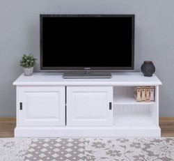Casa Padrino armadio TV stile country bianco 160 x 46 x A. 60 cm - Credenza in legno massello - Mobili soggiorno stile country