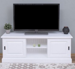 Casa Padrino armadio TV stile country bianco 160 x 46 x A. 60 cm - Credenza in legno massello - Mobili soggiorno stile country
