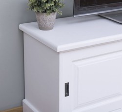 Casa Padrino armadio TV stile country bianco 160 x 46 x A. 60 cm - Credenza in legno massello - Mobili soggiorno stile country