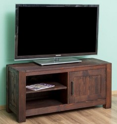 Casa Padrino armadio TV stile country marrone scuro 120 x 46 x A. 56 cm - Credenza in legno massello - Mobili soggiorno stile country