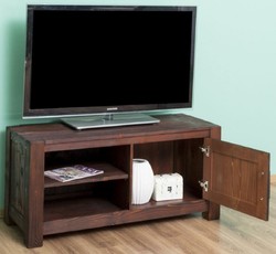 Casa Padrino armadio TV stile country marrone scuro 120 x 46 x A. 56 cm - Credenza in legno massello - Mobili soggiorno stile country