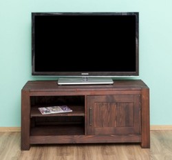 Casa Padrino armadio TV stile country marrone scuro 120 x 46 x A. 56 cm - Credenza in legno massello - Mobili soggiorno stile country