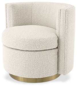 Casa Padrino luxury swivel armchair cream / matt gold 80 x 73 x H. 71.5 cm - Upholstered living room armchair with fine velvet - Luxury Furniture