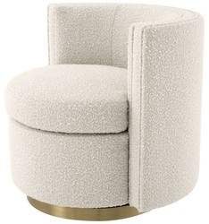 Casa Padrino sillón giratorio de lujo crema / oro mate 80 x 73 x A. 71,5 cm - Sillón de salón tapizado con terciopelo fino - Muebles de Lujo