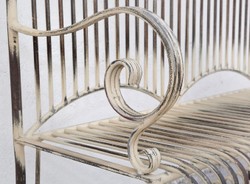 Casa Padrino Art Nouveau garden bench antique beige 125 x 55 x H. 115 cm - Handmade wrought iron bench - Bench with armrests - Baroque & Art Nouveau Garden Furniture