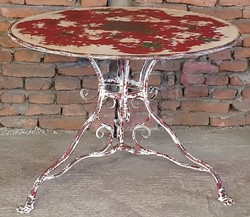 Casa Padrino Art Nouveau garden table white / antique red Ø 100 x H. 70 cm - Round wrought iron table - Garden & Patio Furniture