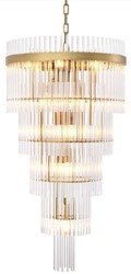 Casa Padrino lustre de luxe laiton antique Ø 49 x H. 93 cm - Lustre moderne en métal avec tubes en verre noble - Collection de Luxe